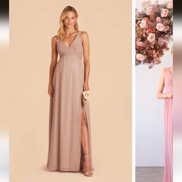 Birdy Grey Laurie Empire Dress Chiffon Taupe- L - Picture 3 of 9